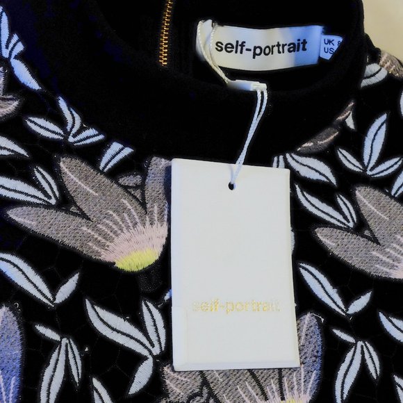 NWT self-portrait Black Dress (Floral Lace Peony) - Picture 5 of 6